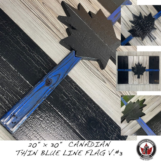 Thin Blue Line Canadian Flag - First Responder Burnt Cedar Flags (FREE SHIPPING) - DaRosa Creations