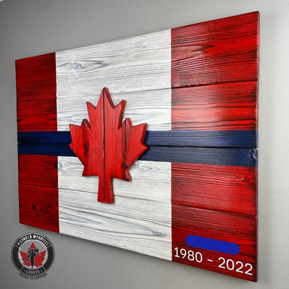 Thin Blue Line Canadian Flag - First Responder Burnt Cedar Flags (FREE SHIPPING) - DaRosa Creations