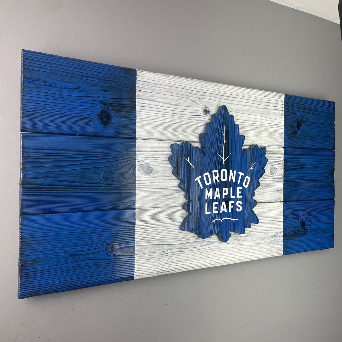 Toronto Maple Leafs Canada Wood Flag 32" x 16" - DaRosa Creations