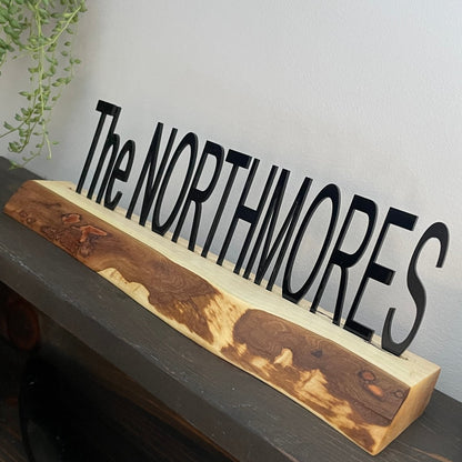 Wood Desk Name Sign with Live Edge - DaRosa Creations