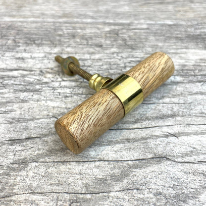 Wood Tube knobs / Pull with brass band - DaRosa Creations