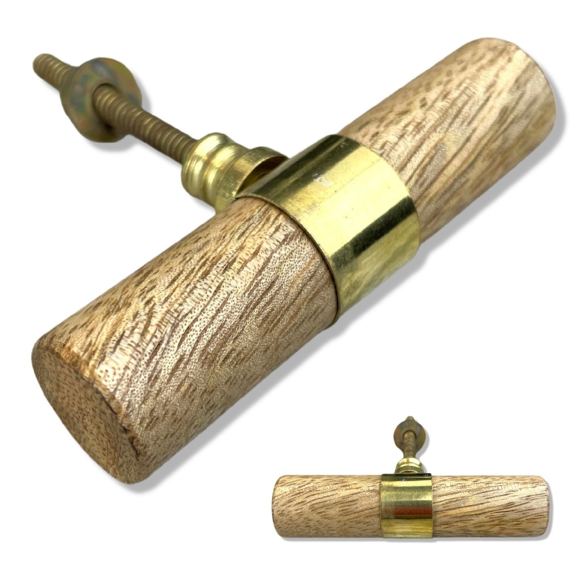 Wood Tube knobs / Pull with brass band - DaRosa Creations