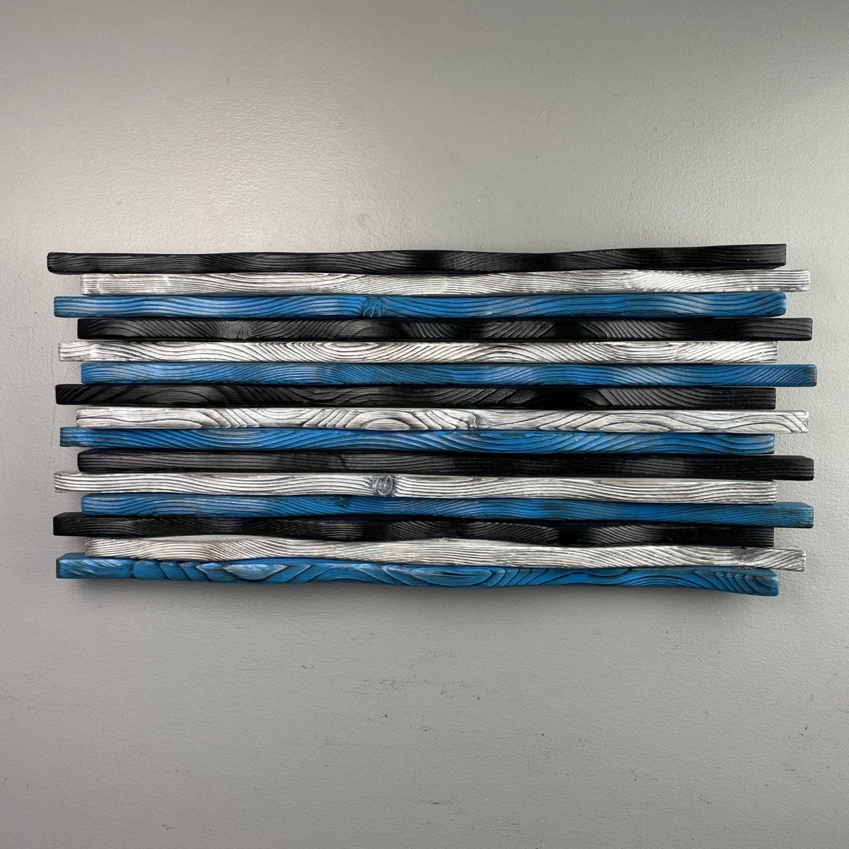 Wood Wall Art Blue White and Black Waves - DaRosa Creations